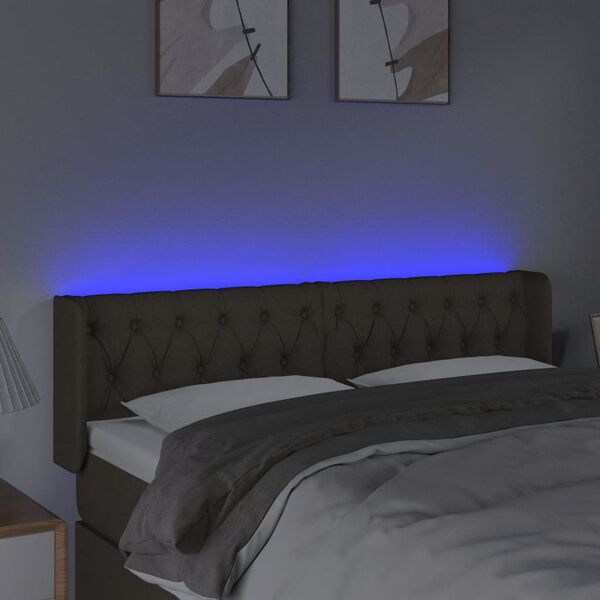 vidaXL Čelo postele s LED taupe 163 x 16 x 78/88 cm textil