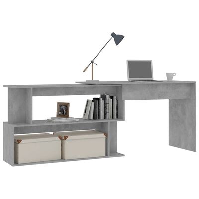 vidaXL Rohový psací stůl betonově šedý 200 x 50 x 76 cm dřevotříska