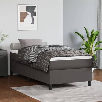 vidaXL Box spring postel šedá 90 x 190 cm umělá kůže