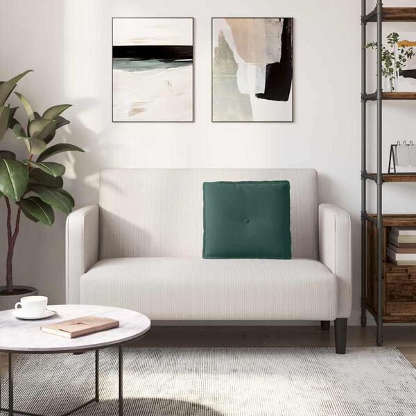 vidaXL Polštář na záda Tmavě zelená 50 x 45 cm Žebrovaná látka