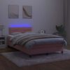 vidaXL Box spring postel s matrac&iacute; a LED růžov&aacute; 120 x 190 cm samet