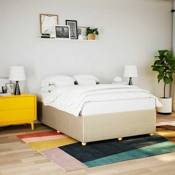 vidaXL R&aacute;m postele bez matrace kr&eacute;mov&yacute; 140 x 200 cm textil