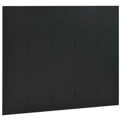 vidaXL 5dílný paraván černý 200 x 180 cm ocel