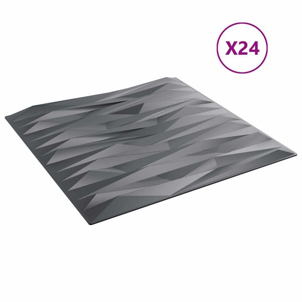 vidaXL N&aacute;stěnn&eacute; panely 24 pcs Kamenně &scaron;ed&aacute; 50 x 50 cm XPS pěna