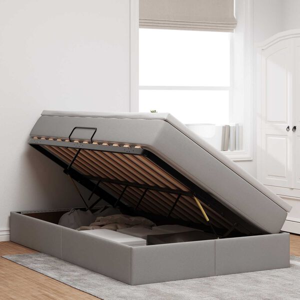 vidaXL Postel s úložným prostorem a matrací Taupe 120 x 190 cm