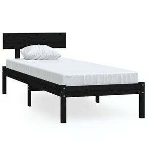 vidaXL R&aacute;m postele čern&yacute; masivn&iacute; borovice 90 x 190 cm jednolůžko