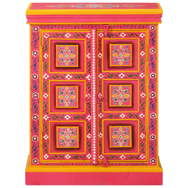 vidaXL Příborník z masivního mangovníku ručně malovaný růžový