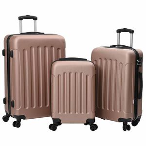 vidaXL Kufr se z&aacute;mkem 3 ks růžov&eacute; zlato 50 x 31 x 78 cm ABS plast