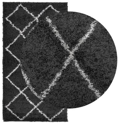 vidaXL Koberec PAMPLONA s vysokým vlasem černý a krémový 60 x 110 cm