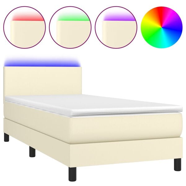 vidaXL Box spring postel s matrac&iacute; a LED kr&eacute;mov&aacute; 80x200 cm uměl&aacute; kůže