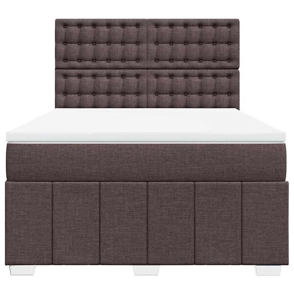 vidaXL Box spring postel s matrac&iacute; tmavě hněd&aacute; 140x190 cm textil