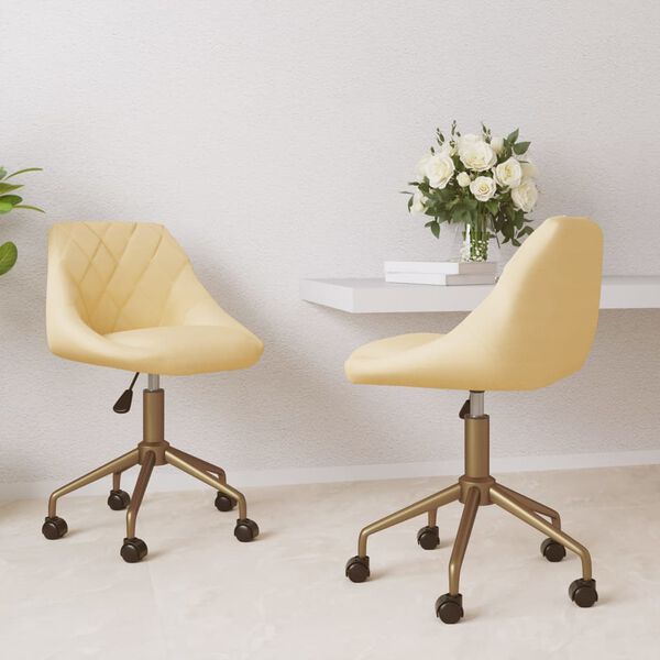 vidaXL Otočn&eacute; j&iacute;deln&iacute; židle 2 ks kr&eacute;mov&eacute; samet