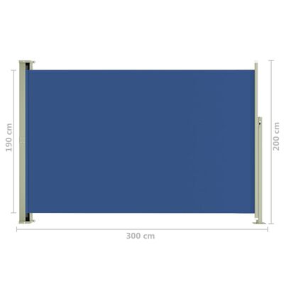 vidaXL Zatahovací boční markýza 200 x 300 cm modrá