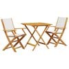 vidaXL 3d&iacute;ln&yacute; bistro set kr&eacute;mově b&iacute;l&yacute; textil a masivn&iacute; dřevo