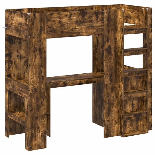 vidaXL R&aacute;m patrov&eacute; postele se stolem Kouřov&yacute; dub 75 x 190 cm