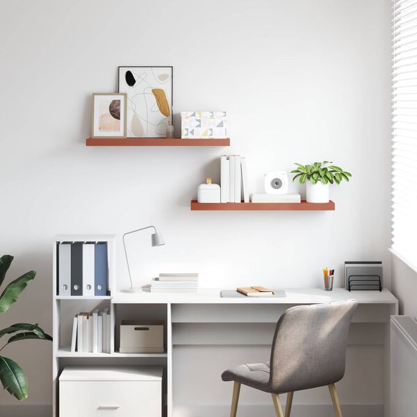 vidaXL N&aacute;stěnn&aacute; polička N&aacute;stěnn&yacute; 2 pcs Červen&aacute; 90 x 23,5 x 4 cm