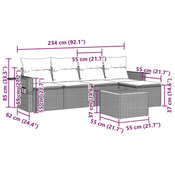 vidaXL 6d&iacute;ln&aacute; zahradn&iacute; sedac&iacute; souprava s podu&scaron;kami čern&aacute; polyratan