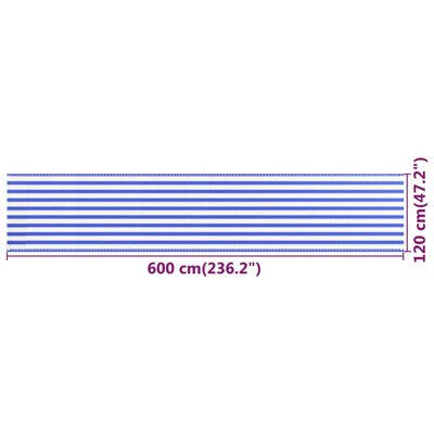 vidaXL Balkonová zástěna modrobílá 120 x 600 cm HDPE