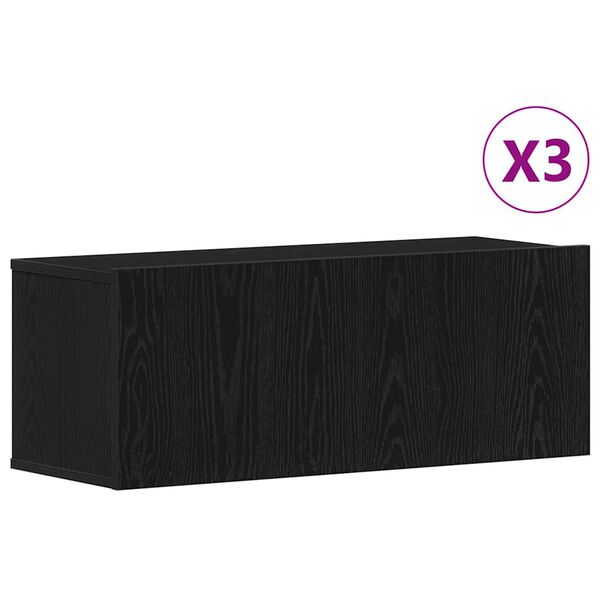 vidaXL Sestava TV skř&iacute;něk N&aacute;stěnn&yacute; 3 pcs Čern&yacute; dub 80 x 30 x 30 cm