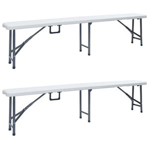 vidaXL Skl&aacute;dac&iacute; zahradn&iacute; lavice 2 ks 180 cm HDPE b&iacute;l&eacute;