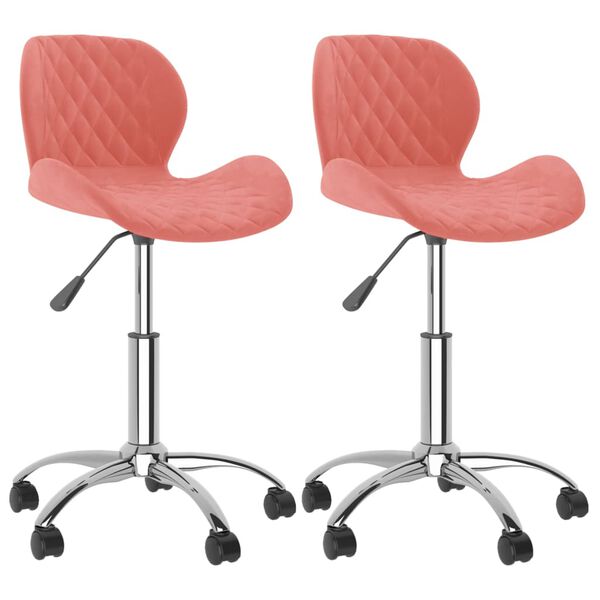 vidaXL Otočn&eacute; j&iacute;deln&iacute; židle 2 ks růžov&eacute; samet
