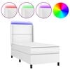 vidaXL Box spring postel s matrac&iacute; a LED b&iacute;l&aacute; 100x200 cm uměl&aacute; kůže