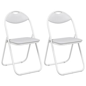 vidaXL Skl&aacute;dac&iacute; židle 2 pcs B&iacute;l&yacute; 48 x 43,5 x 81 cm Uměl&aacute; kůže