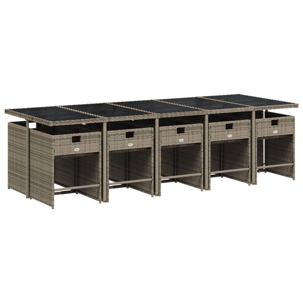 vidaXL 11d&iacute;ln&yacute; zahradn&iacute; j&iacute;deln&iacute; set s podu&scaron;kami &scaron;ed&yacute; polyratan