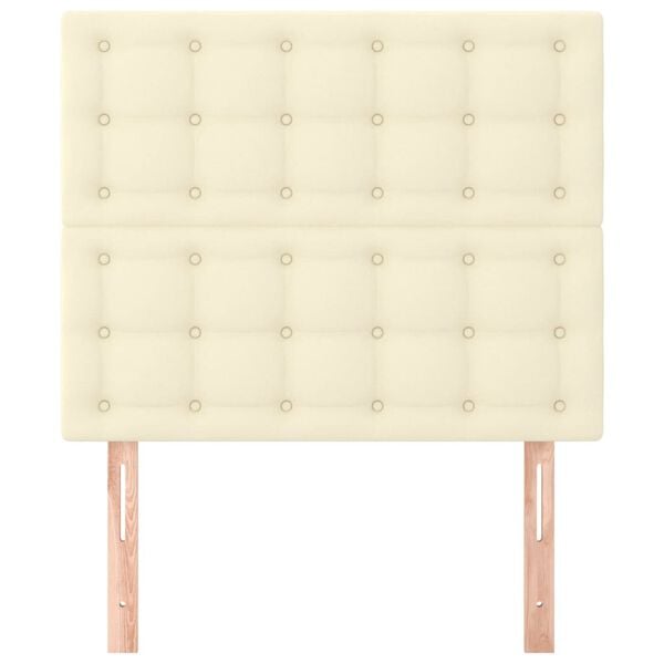 vidaXL Čelo postele kr&eacute;mov&eacute; 90x5x118/128 cm uměl&aacute; kůže