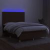 vidaXL Box spring postel s matrac&iacute; a LED tmavě hněd&aacute; 140x190 cm textil