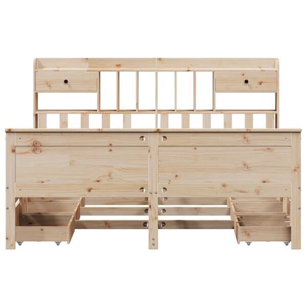 vidaXL Postel s knihovnou bez matrace 180 x 200 cm masivní borovice