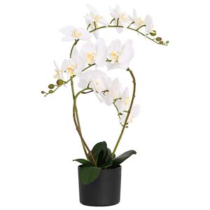vidaXL Uměl&aacute; orchidej v květin&aacute;či B&iacute;l&aacute; 45 x 15 x 65 cm