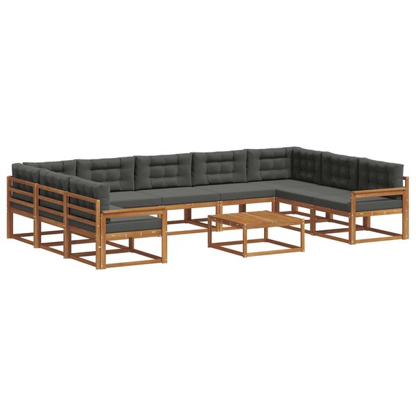 vidaXL Venkovn&iacute; pohovkov&aacute; souprava 10 pcs Přirozen&aacute; a Anthracitov&aacute;