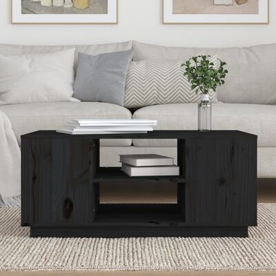 vidaXL Konferenční stolek černý 90x49x40,5 cm masivní borové dřevo