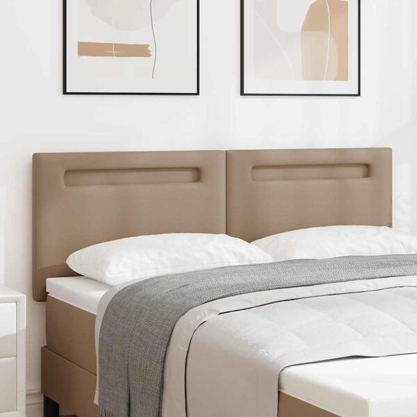 vidaXL LED hlavov&aacute; deska Cappuccino 160 cm Uměl&aacute; kůže