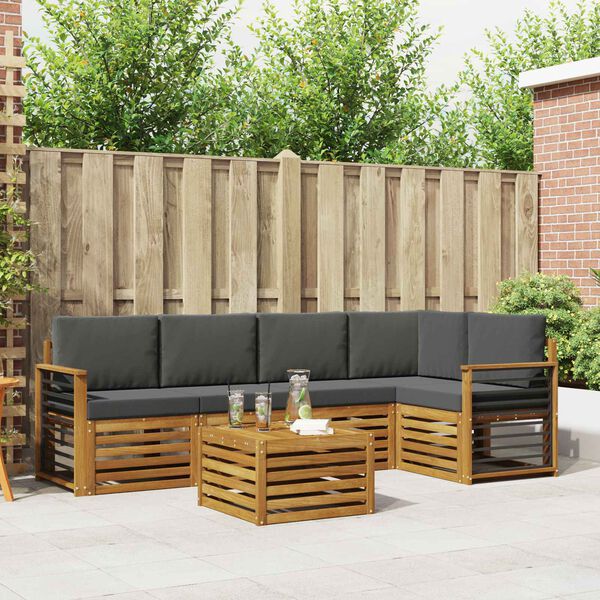 vidaXL Sedac&iacute; soupravy s pol&scaron;t&aacute;řem 6 pcs Přirozen&aacute; a Anthracitov&aacute;