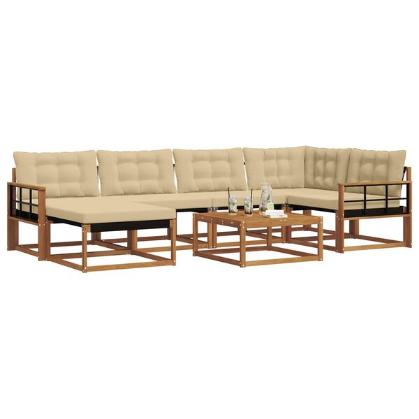 vidaXL Venkovn&iacute; pohovkov&aacute; souprava 19 pcs Přirozen&aacute; a B&eacute;žov&aacute;