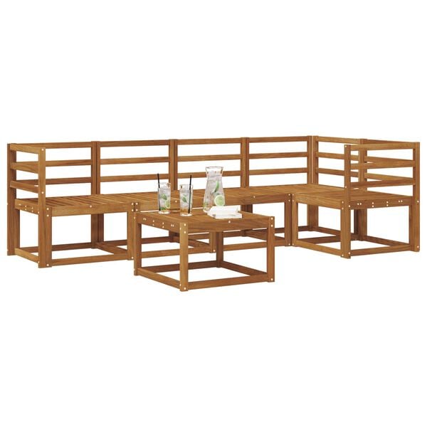 vidaXL Venkovn&iacute; pohovkov&aacute; souprava 6 pcs Př&iacute;rodn&iacute; a světle &scaron;ed&aacute;