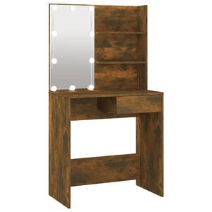 vidaXL Toaletn&iacute; stolek s LED hněd&yacute; dub 74,5 x 40 x 141 cm