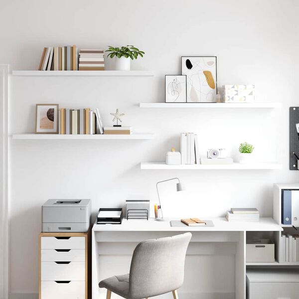 vidaXL Plovouc&iacute; n&aacute;stěnn&eacute; police 4 ks b&iacute;l&eacute; 120 x 23,5 x 3,8 cm MDF