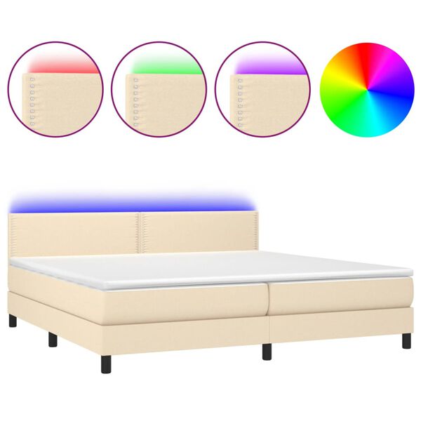 vidaXL Box spring postel s matrac&iacute; a LED kr&eacute;mov&aacute; 200x200 cm textil