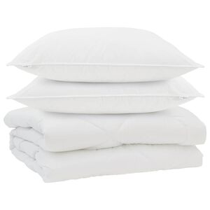 vidaXL Přikr&yacute;vka s pol&scaron;t&aacute;řem 3 pcs B&iacute;l&aacute; Mikrovl&aacute;kno