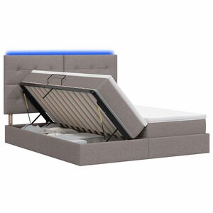 vidaXL LED postel s &uacute;ložn&yacute;m prostorem a matrac&iacute; Taupe 180 x 200 cm