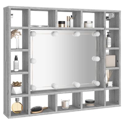 vidaXL Zrcadlová skříňka s LED šedá sonoma 91 x 15 x 76,5 cm