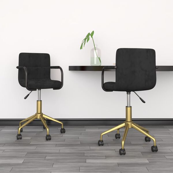 vidaXL Otočn&eacute; j&iacute;deln&iacute; židle 2 ks čern&eacute; samet