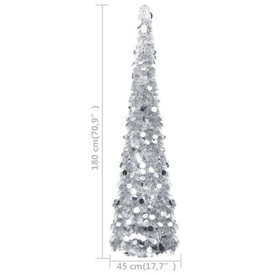 vidaXL Pop-up umělý vánoční stromek stříbrný 180 cm PET