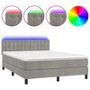 vidaXL Box spring postel s matrac&iacute; a LED světle &scaron;ed&aacute; 140x200 cm samet
