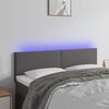 vidaXL Čelo postele s LED &scaron;ed&eacute; 144x5x78/88 cm uměl&aacute; kůže