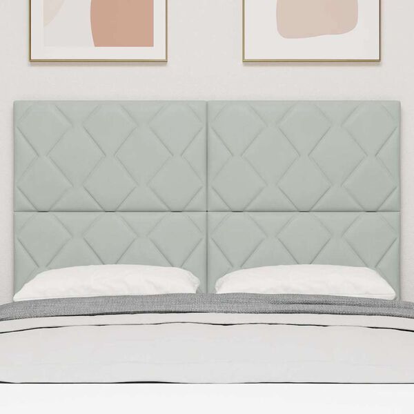 vidaXL LED hlavov&aacute; deska Světle &scaron;ed&aacute; 144 cm Uměl&aacute; kůže