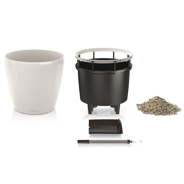 LECHUZA Květin&aacute;č CLASSICO LS 28 ALL-IN-ONE b&iacute;l&yacute; s vysok&yacute;m leskem 16040